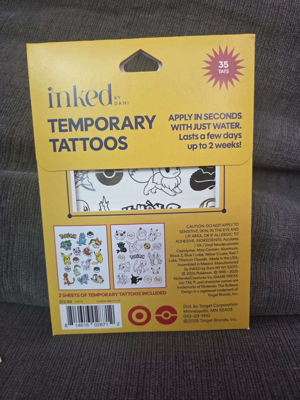 Pokémon X Target Temporary Tattoos HTF - Picture 2 of 2